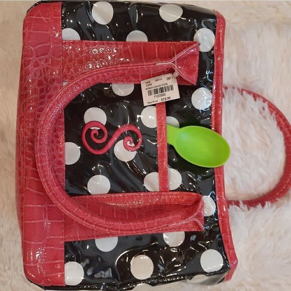 NWT 2/$15 Lunch Bag Thermal Monogram S Polka Dot - Picture 3 of 13